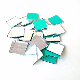 square 15mm glass mirror beads - assorted shapes and sizes for lippan art, mandala & mirror mosaic