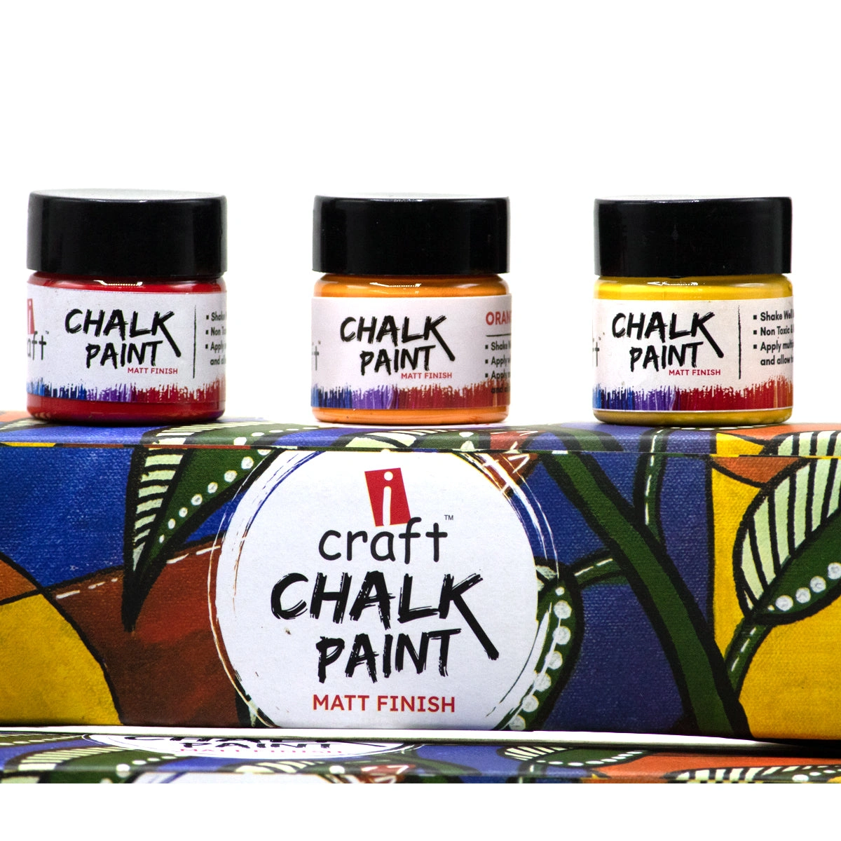 iCraft Starter Pack Chalk Paint Set - 12 Colors | Non-Toxic Eco-Friendly Paint-ICCP12S