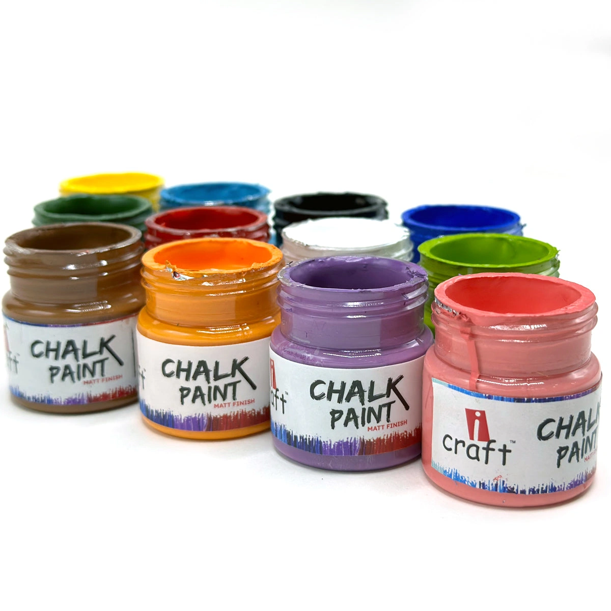 iCraft Starter Pack Chalk Paint Set - 12 Colors | Non-Toxic Eco-Friendly Paint-1