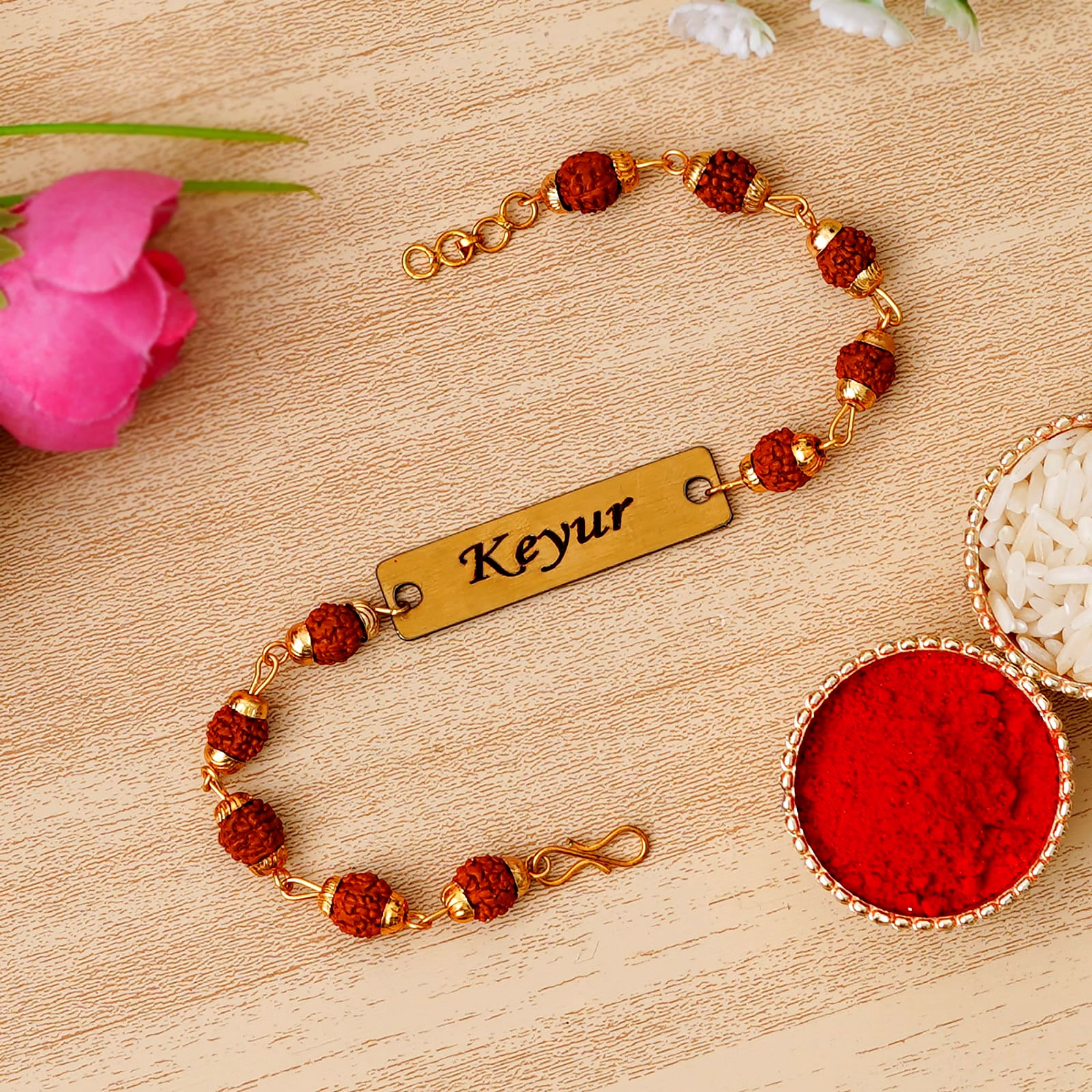 Personalized Rudraksha Rakhi Bracelet - Code RR1 image 5