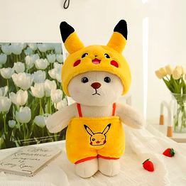 adorable character teddy bear with pokemon pikachu clothes 30cm plush toy