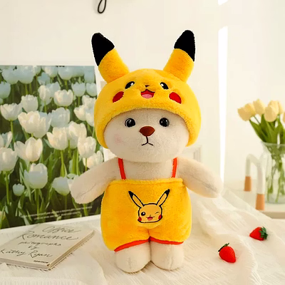 adorable character teddy bear with pokemon pikachu clothes 30cm plush toy