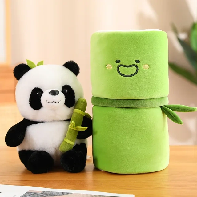 New Bamboo Tube Panda Plush Toy - Stuffed Animal Toy (35cm)-SN-PD01