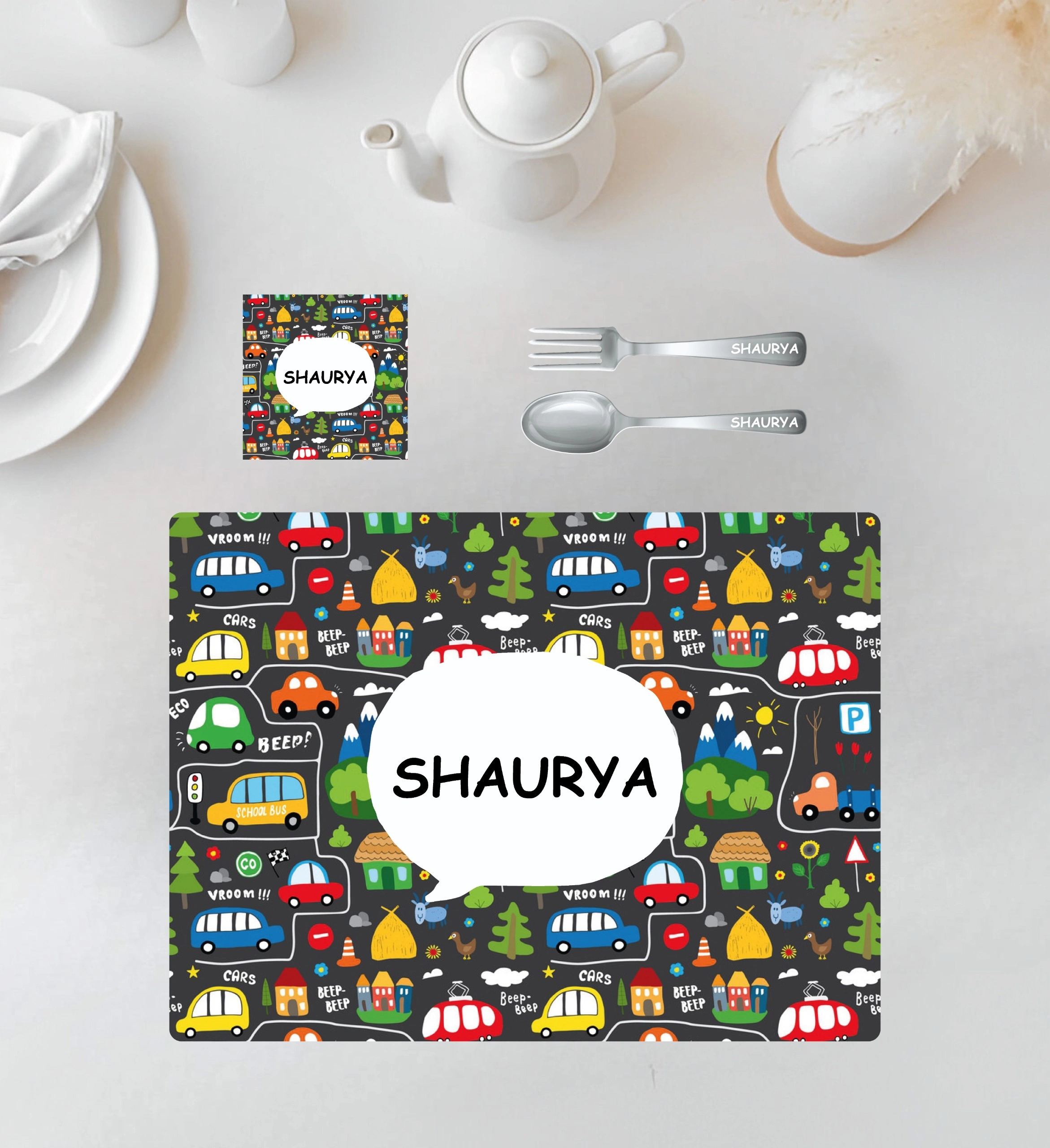 Kids' Table Mat Set Combo - Personalized Children's Dinner Set-3