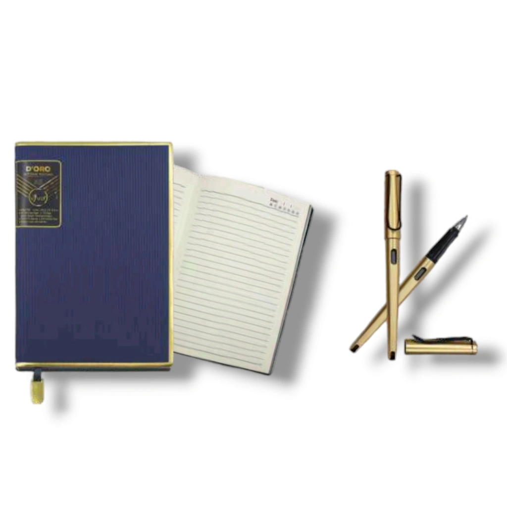 VIVA D'ORO 2-in-1 Notebook Pen Gift Set - Premium Quality, Stylish Look-BLACK-1