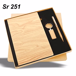 lightwood diary, pen & keychain set - luxury wooden stationery gift set