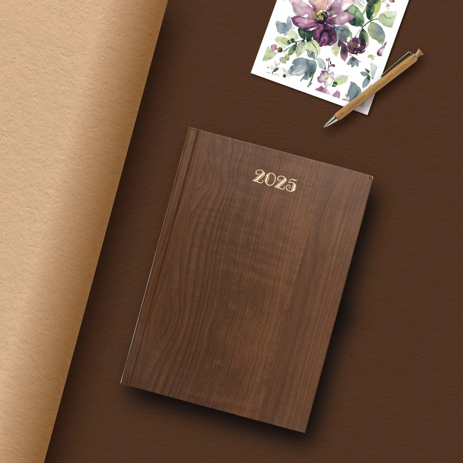 Anupam Dash 2025 Dated Diary (80 GSM) - WOOD BROWN  - DISPLAY