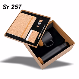 6-in-1 combo gift set with cork finish bottle, mug, diary, pen, keychain & cardholder
