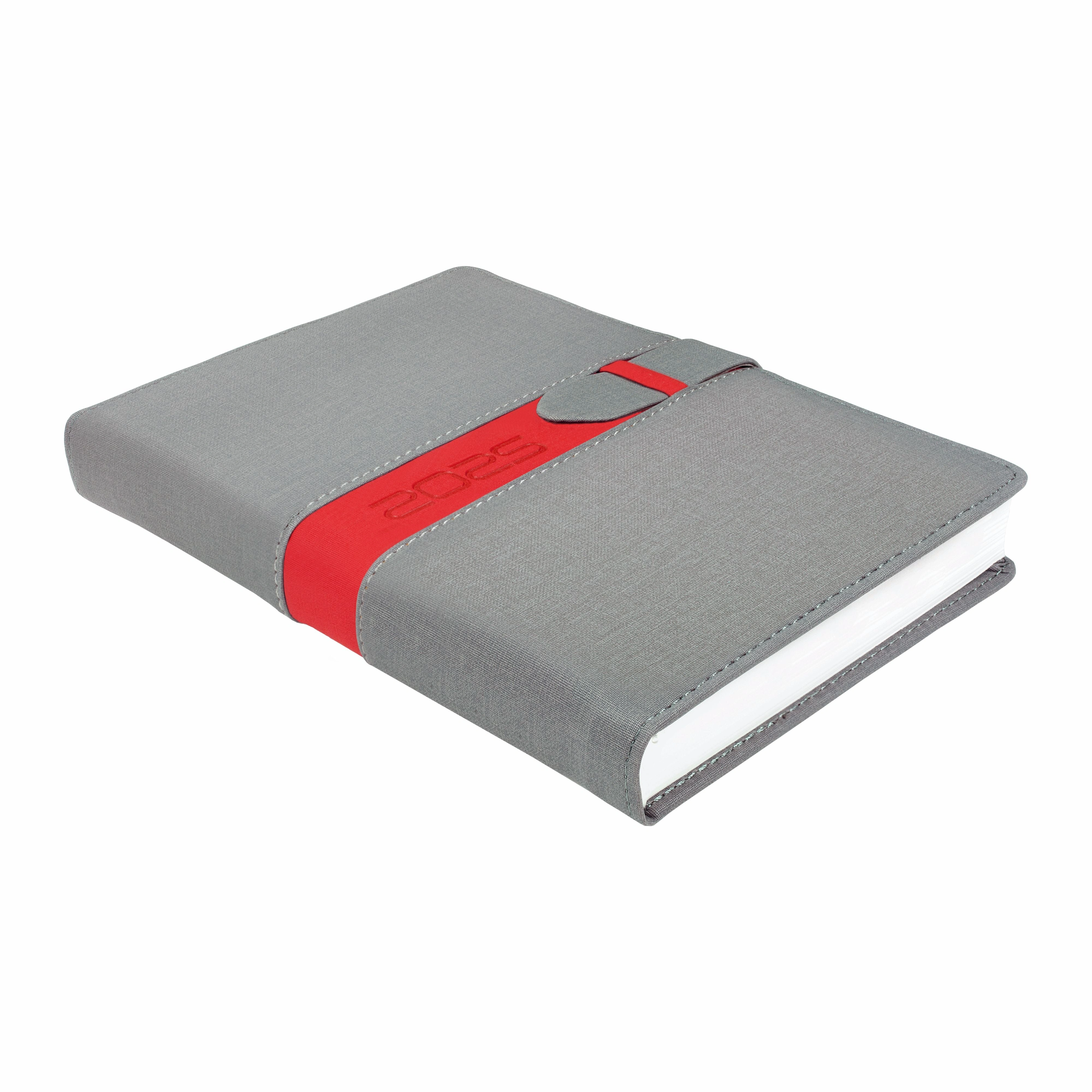 Anupam Slide Diary 2025 - Premium Daily Planner with Additional Pages and Elegant Design-Grey-Red-B5-1