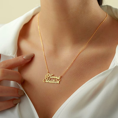 personalized couple name pendant design - express your love with heart name necklace