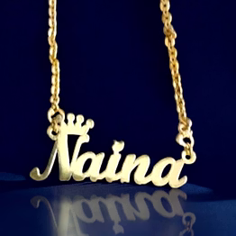 personalized solid gold crown name necklace with double chain - perfect custom gift