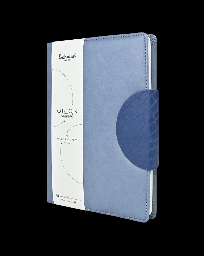 Scholar ORION Notebook with Magnetic Flap Closure and Pen Holder-BLUE-A5-3