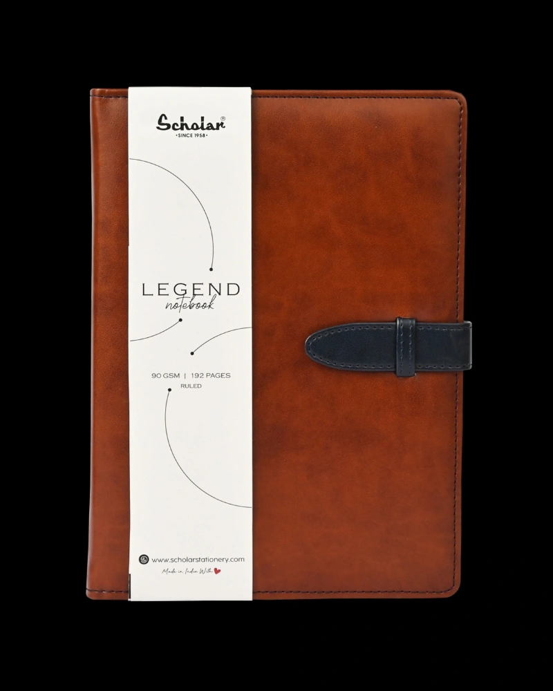 Scholar Legend Premium Notebook with Vegan PU Cover-A6-Tan-3