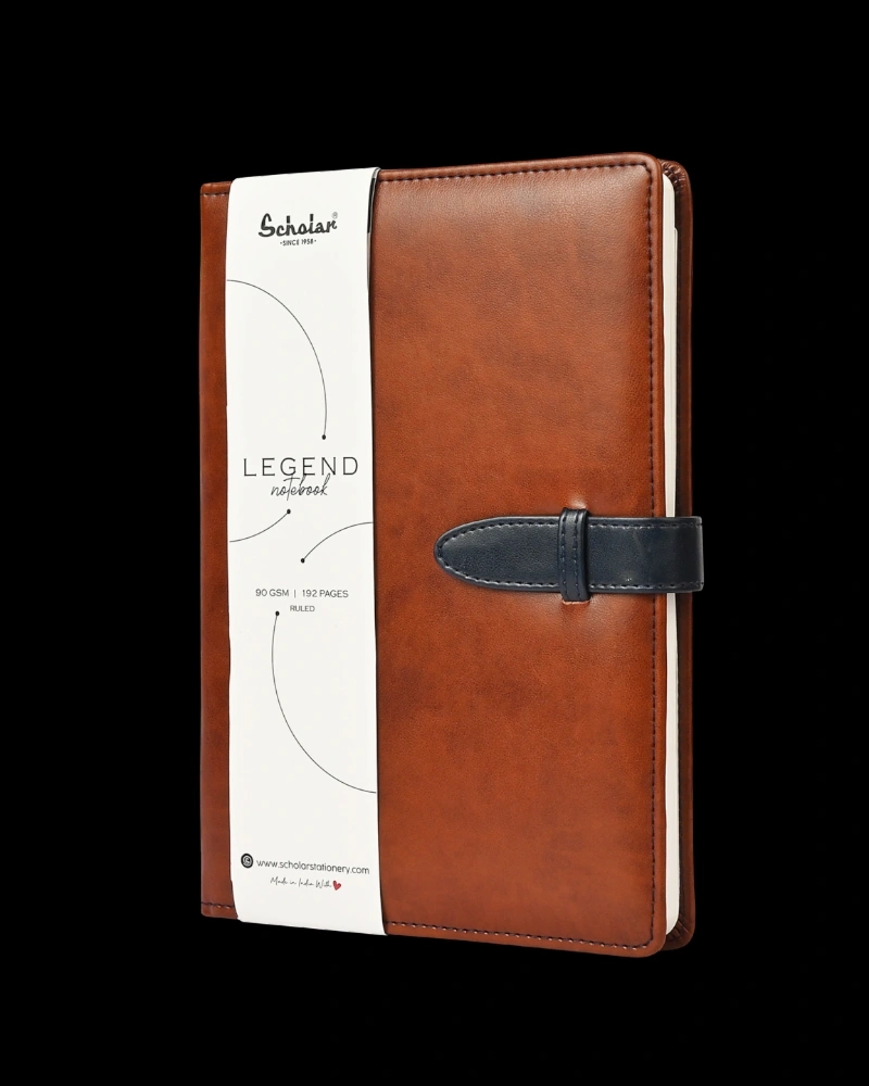 Scholar Legend Premium Notebook with Vegan PU Cover-A6-Tan-4