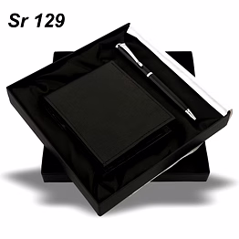 morado black pen & wallet set - premium pu leather wallet and metal pen