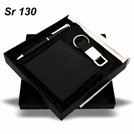 escala black pen, wallet & keychain set
