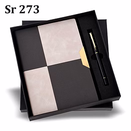 modern square diary pen combo set with premium leather hardcover and ball pen