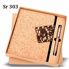 sophisticated cork diary & pen set | a5 notebook & metal pen