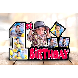 My First Birthday Frame - Personalized Wooden Cutout Double Layered Kid Gift 12x18 Inch