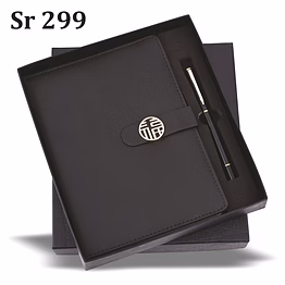 premium black pu leather diary & pen combo set - elegant & practical gift
