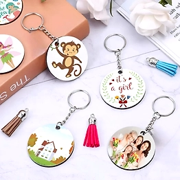 Elegant Round Keychain 1 Side Print MDF K1