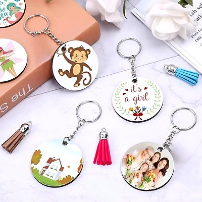 Elegant Round Keychain 1 Side Print MDF K1