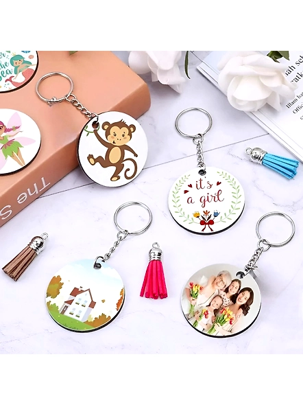Elegant Round Keychain 1 Side Print MDF K1