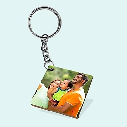 Elegant Square Keychain 1 Side Print MDF K2 - Personalized Accessory