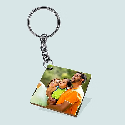 elegant square keychain 1 side print mdf k2 - personalized accessory