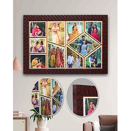 Elegant 10 Photos Collage Embossed Frame | Personalized Home Decor