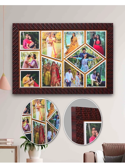 Elegant 10 Photos Collage Embossed Frame | Personalized Home Decor