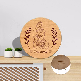 personalized round wooden frame - 6-inch diameter customizable photo frame