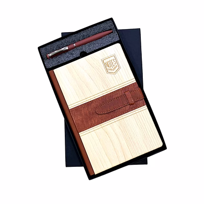2 in1 wooden combo set - diary + pen | personalized writing kit