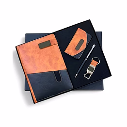 4 in 1 dual tone combo set - stylish diary, cardholder, pen & keychain