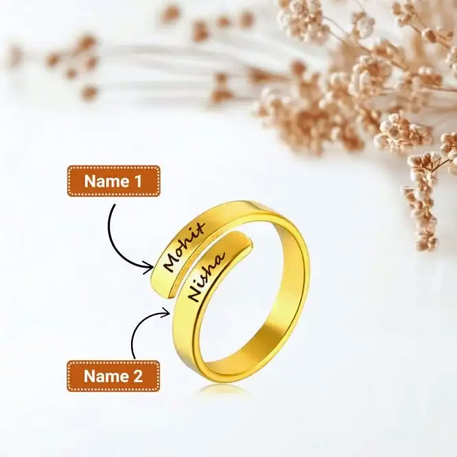 Exquisite Couple Name Finger Ring | Personalized  Jewelry image 2