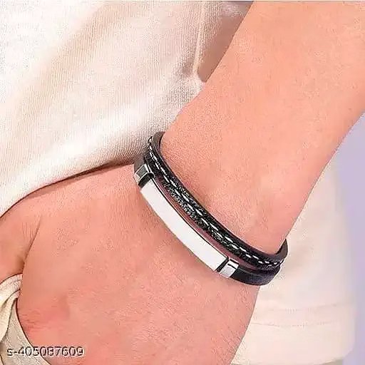 Personalized Leather Bracelet for Men with Customizable Name - SGJ03 image 2