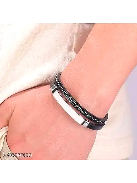 Personalized Leather Bracelet for Men with Customizable Name - SGJ03