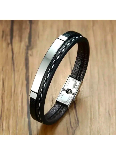 Personalized Leather Bracelet for Men with Customizable Name - SGJ03