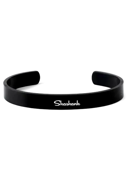 Personalized Metal Kada With Name Engraving - SGJ04-Black