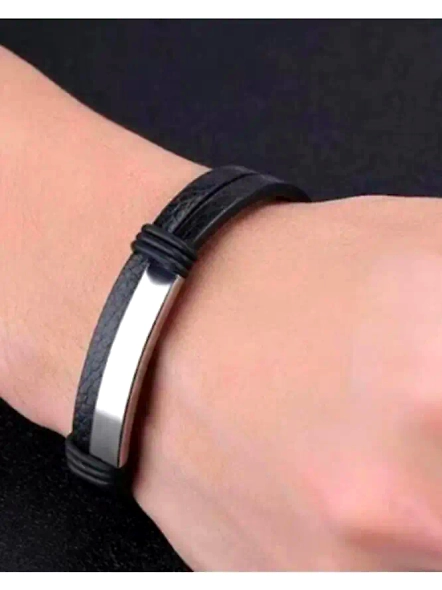 Personalized Leather Men's Bracelet - Custom Name Engraved Wristband