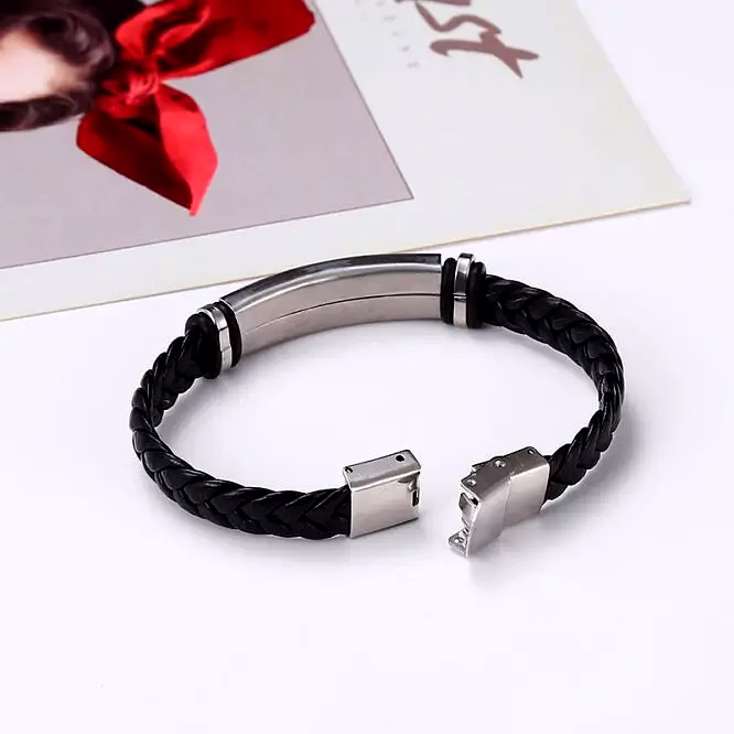 Personalised PU Leather Bracelet - Custom Name Engraved Bracelet image 2