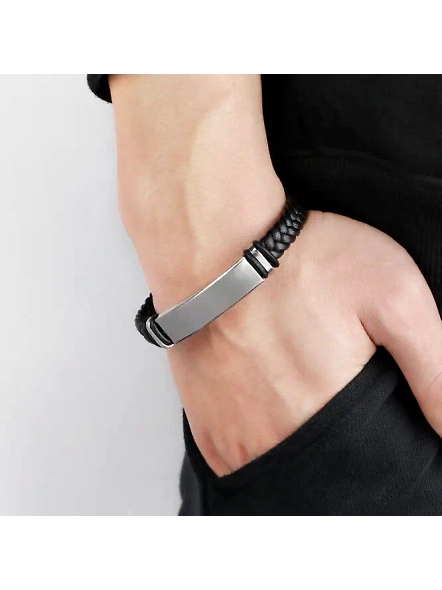 Personalised PU Leather Bracelet - Custom Name Engraved Bracelet