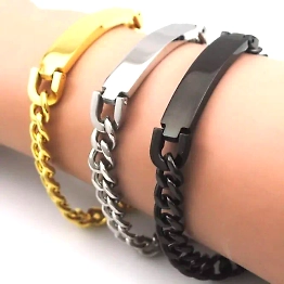 Customizable Men's Metal Chain Bracelet with Name