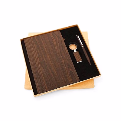 darkwood diary, pen & keychain set - exquisite stationery gift