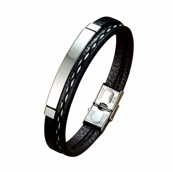 Personalized Leather Bracelet for Men with Customizable Name - SGJ03 image 3