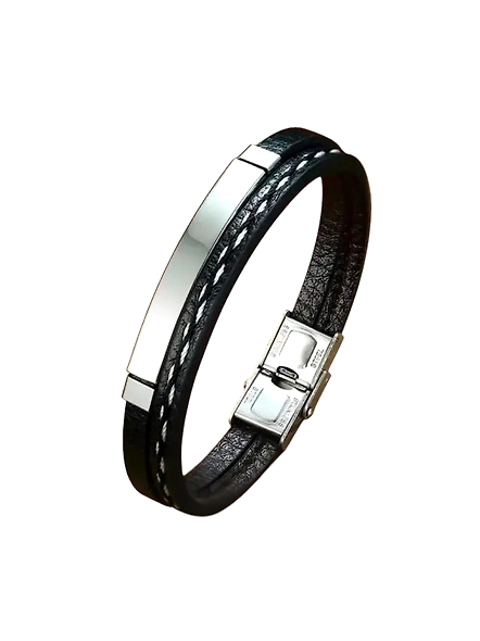 Personalized Leather Bracelet for Men with Customizable Name - SGJ03