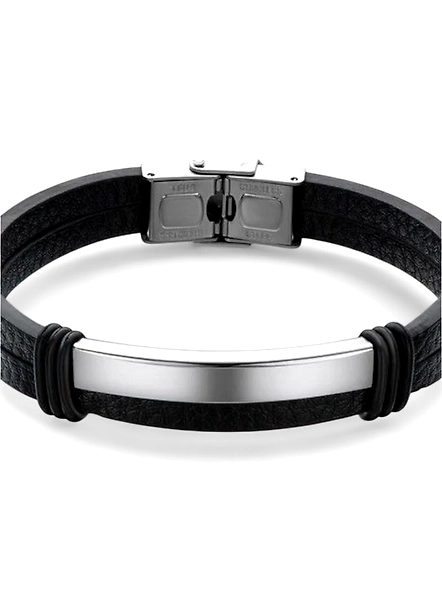 Personalized Leather Men's Bracelet - Custom Name Engraved Wristband