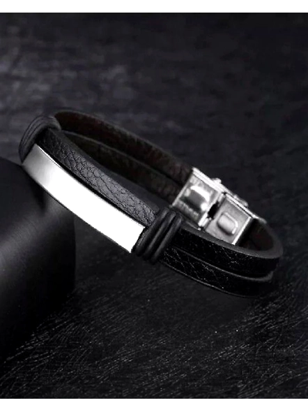 Personalized Leather Men's Bracelet - Custom Name Engraved Wristband