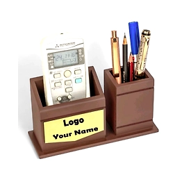 Luxury Matt Brown Golden Desk Organizer - Elegant Workspace Solution
