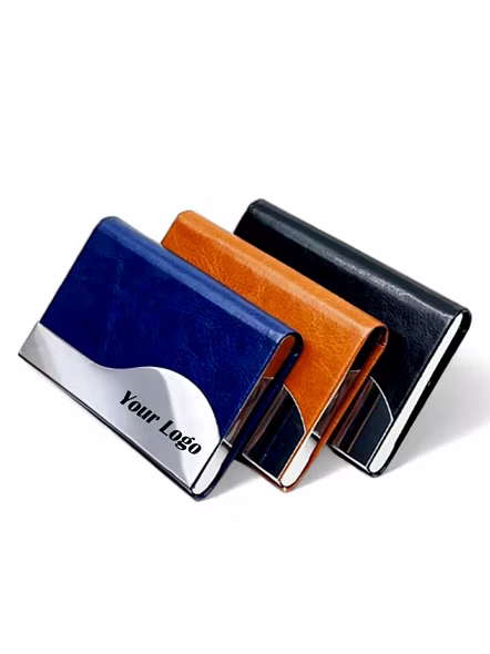 Premium PU Leather Business Visiting Card Holder - Customizable Logo Branding-Black